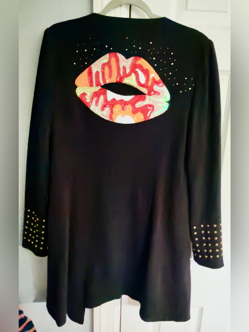 FINAL PRICE! Black Open Front Coat w/ gold space embellishments. Luxury